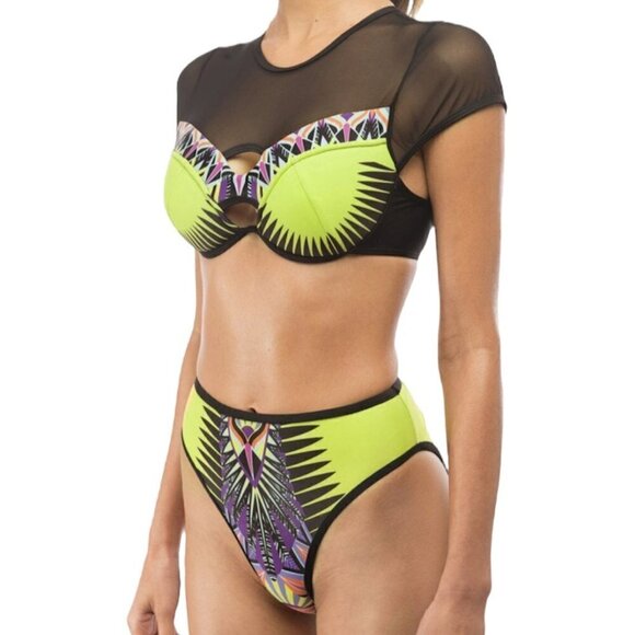Andrea Iyamah Other - Andrea Iyamah Nagha High Rise Mesh Cap Sleeve Bikini S/M